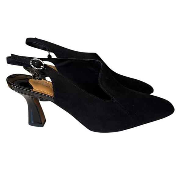 J Renee NEW Prissy Notch Slingback Heels Adjustable Black 8.5 WIDE Suede - Picture 3 of 9